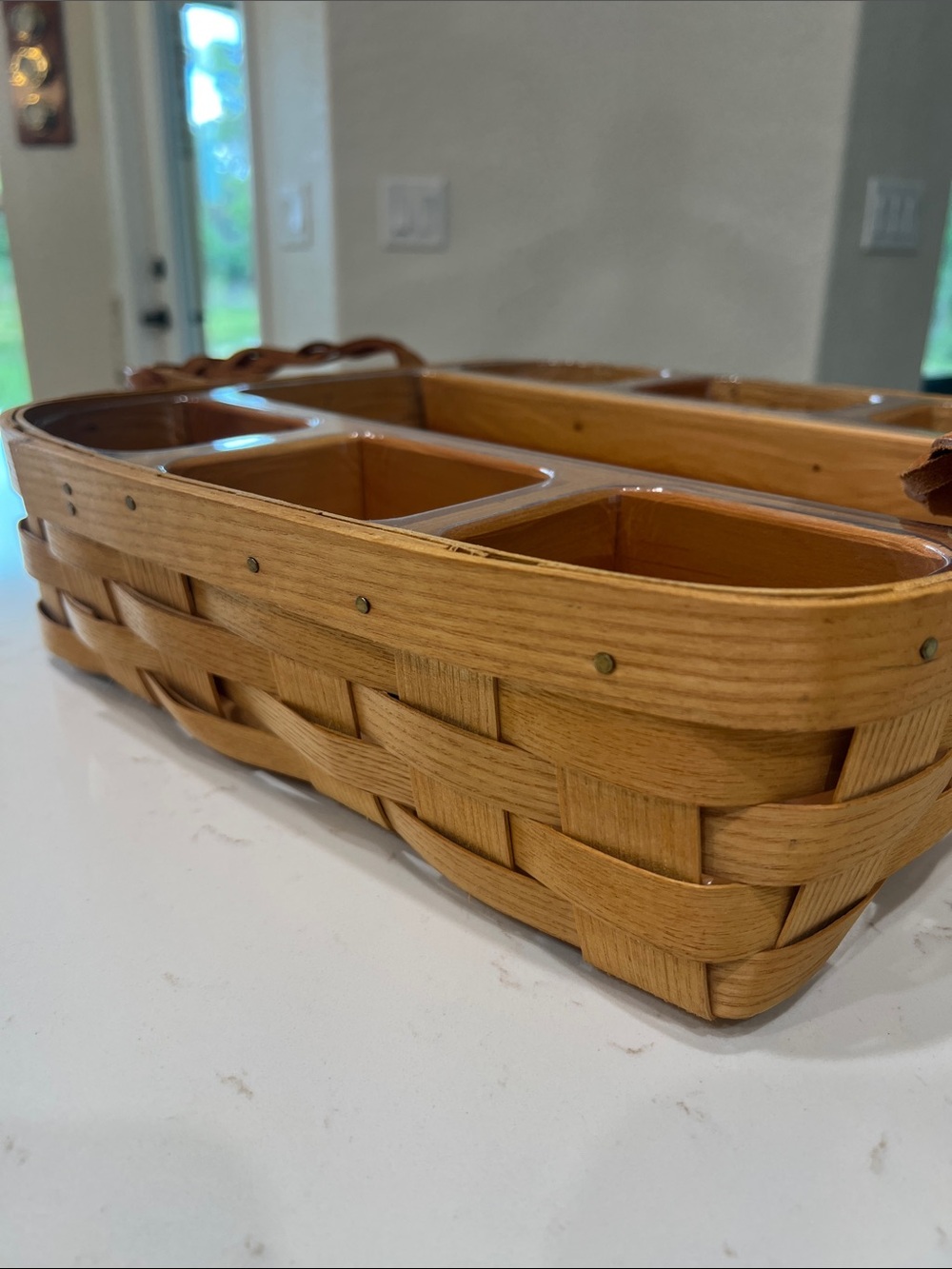Peterboro Divided Basket Organizer Wood Picnic Caddy Insert USA - Picture 5 of 16